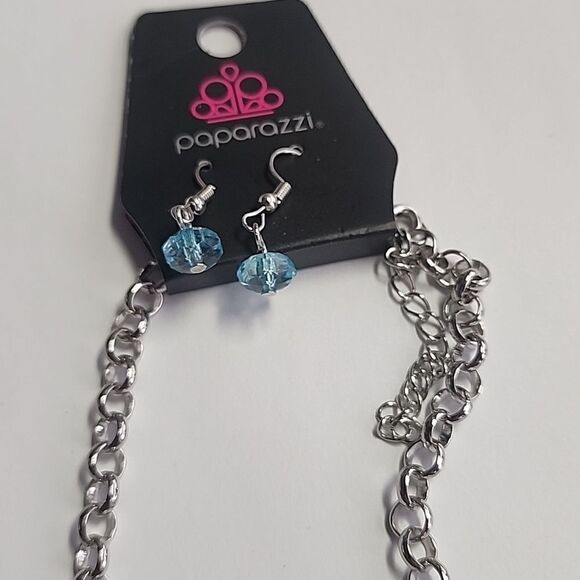 Paparazzi I Want To Sea The World Necklace and Earrings Set Womens Jewelry Blue - Picture 6 of 6